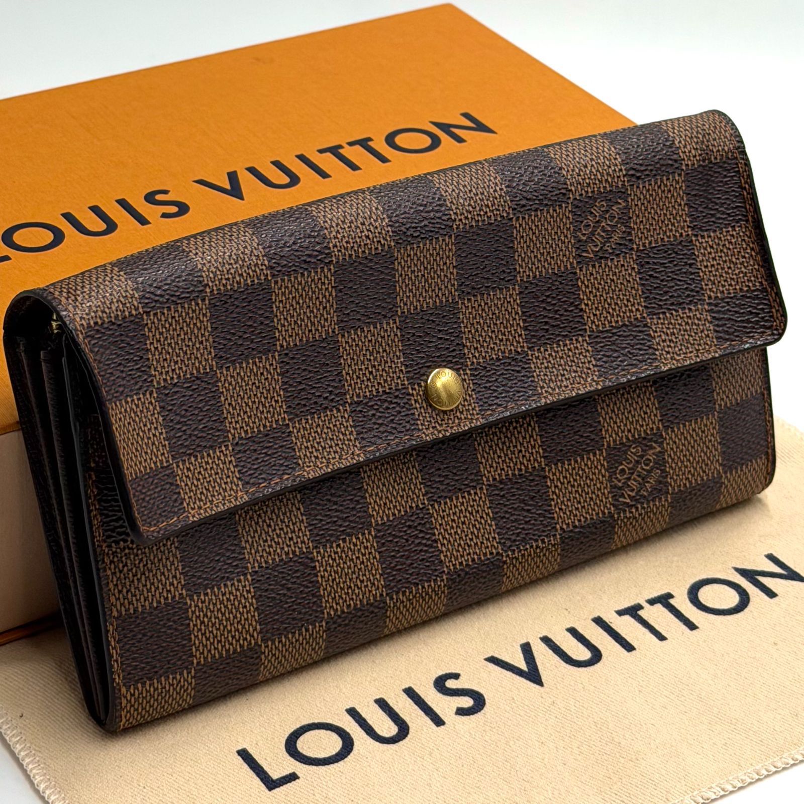 ルイヴィトン　ダミエ　ポルトモネジップ長財布 中古美品シリアル番号あり正規品 ルイヴィトン LOUIS VUITTON ダミエ ポシェット ポルトモネクレディ 長