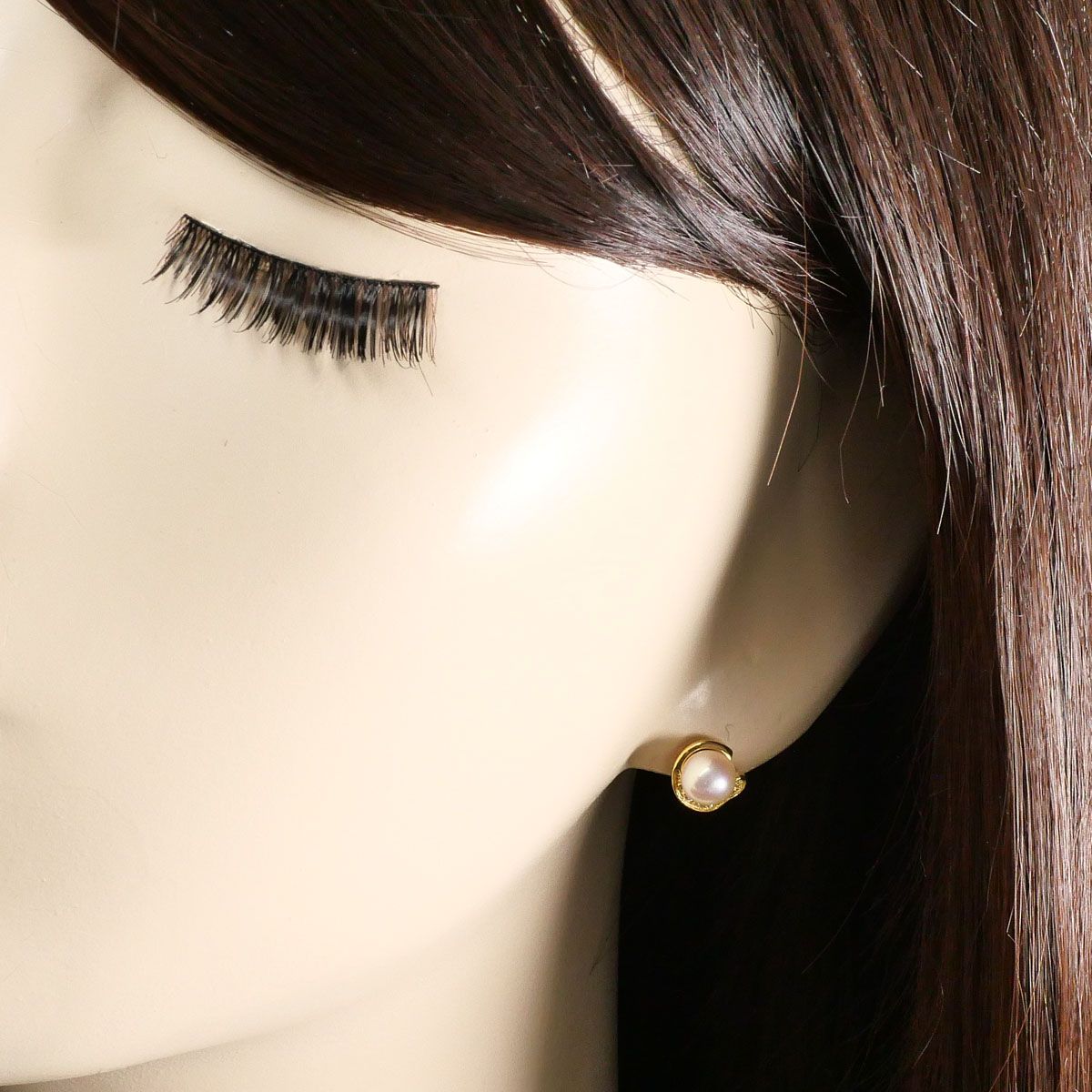 K18YG ピアス(片耳) パール（真珠） ダイヤモンド 総重量約0.9g 