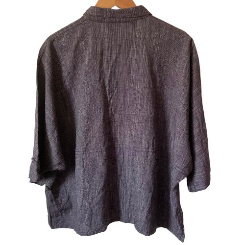 美品 ヤッコマリカルド 綿 81% 麻 19% 半袖シャツ ブラウス パープル 