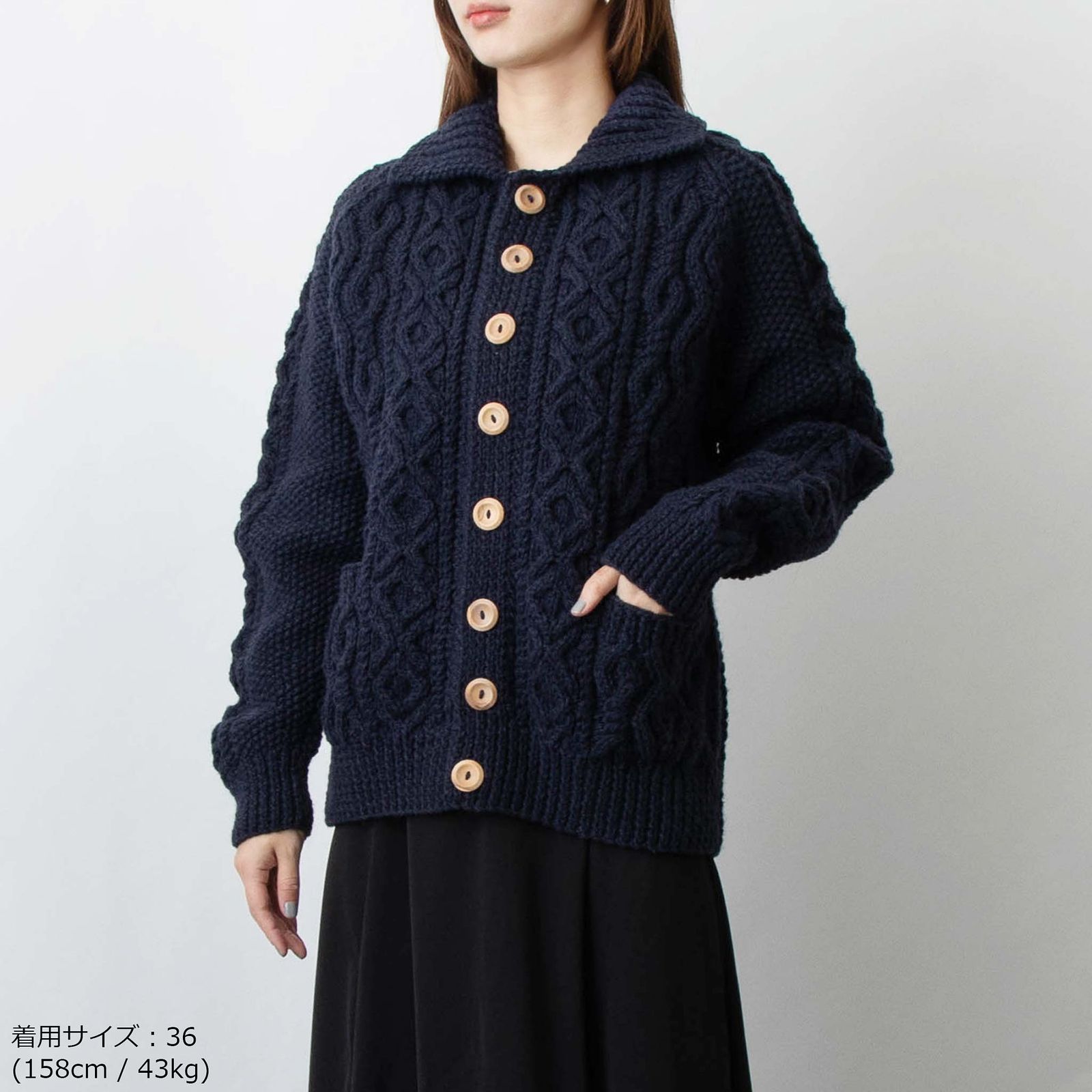 インバーアラン INVERALLAN 長袖ニットカーディガン ARAN LUMBER 