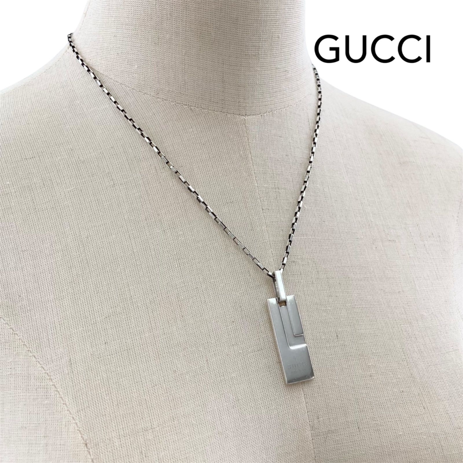 GUCCI グッチ Gプレート ヘッド ネックレス SV925 ペンダントチャーム シルバー 145170 16.9g