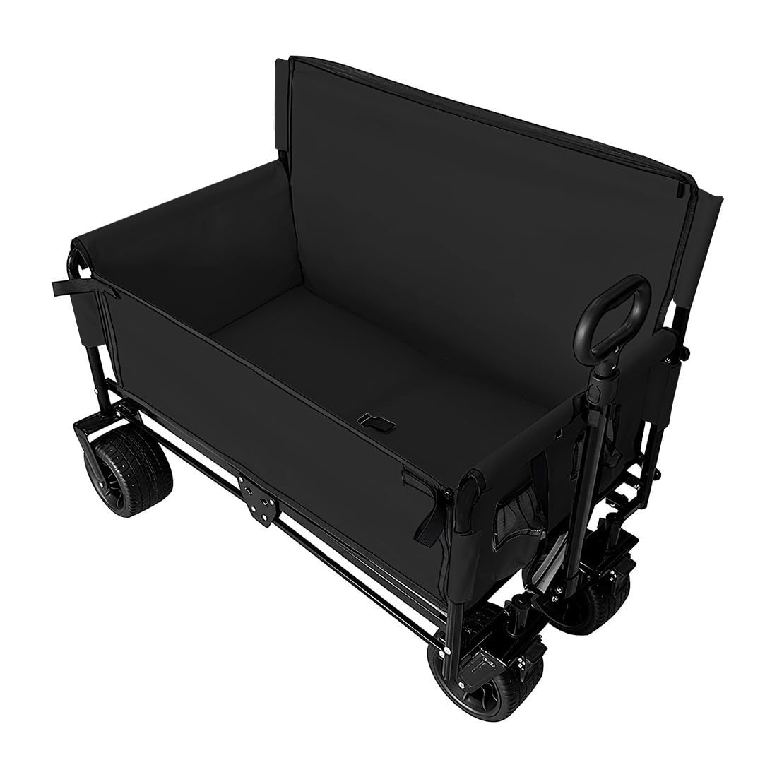 AetherTech キャリーワゴン キャンプワゴン キャリーカート アウトドアワゴン ブッラク ソファ付きキャンプカートワンタッチ収束 耐荷重 200kg 大容量150L 頑丈 サイレントホイール ワイドタイヤ搭載 ソファ席 キャンプ レジャー