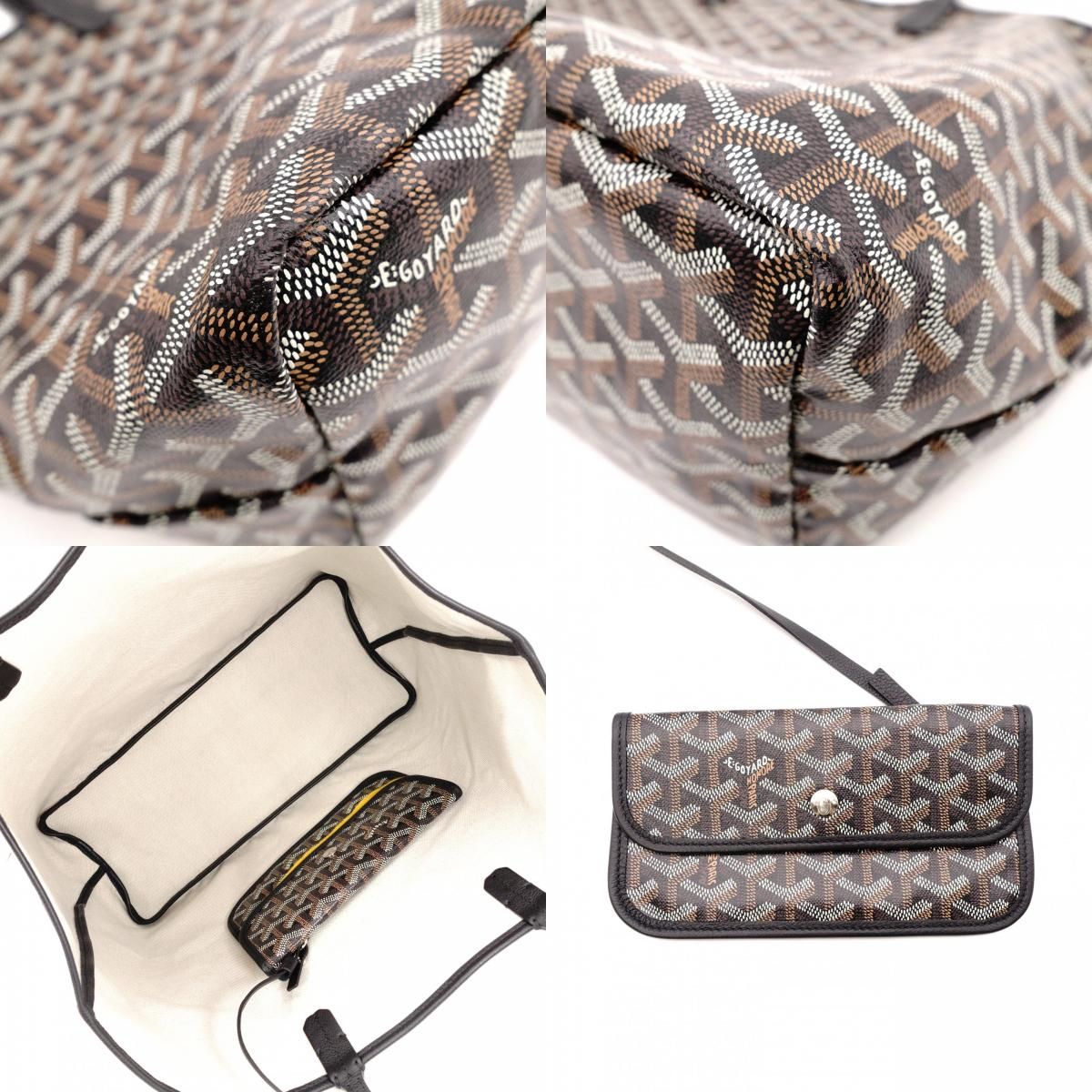 GOYARD ゴヤール サンルイ PM トートバッグ/PVC/レザー ブラック系 