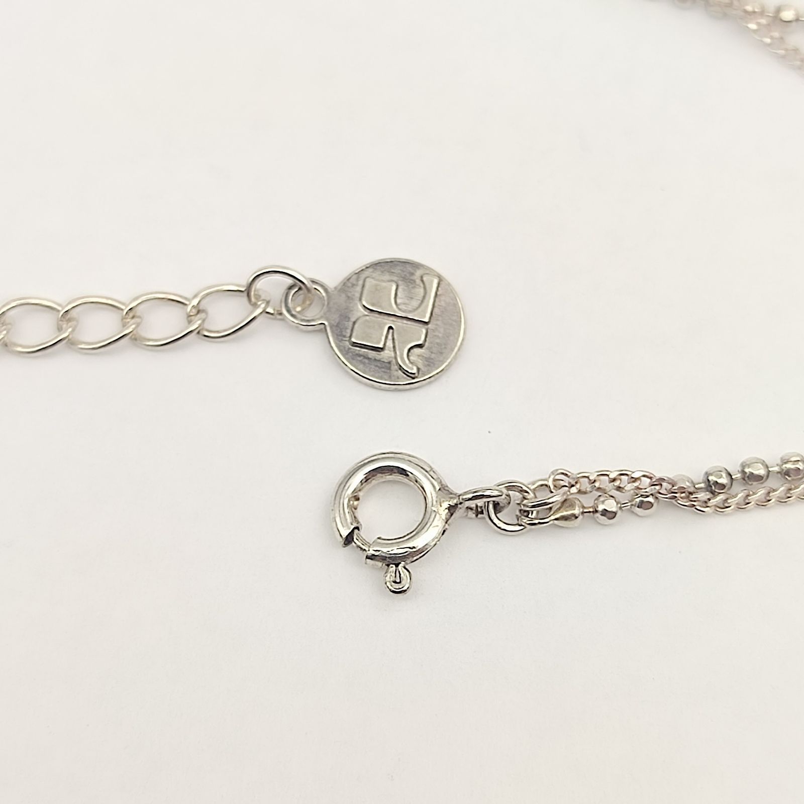 美品】Courreges クレージュ 2連デザインチェーンブレスレット SILVER 