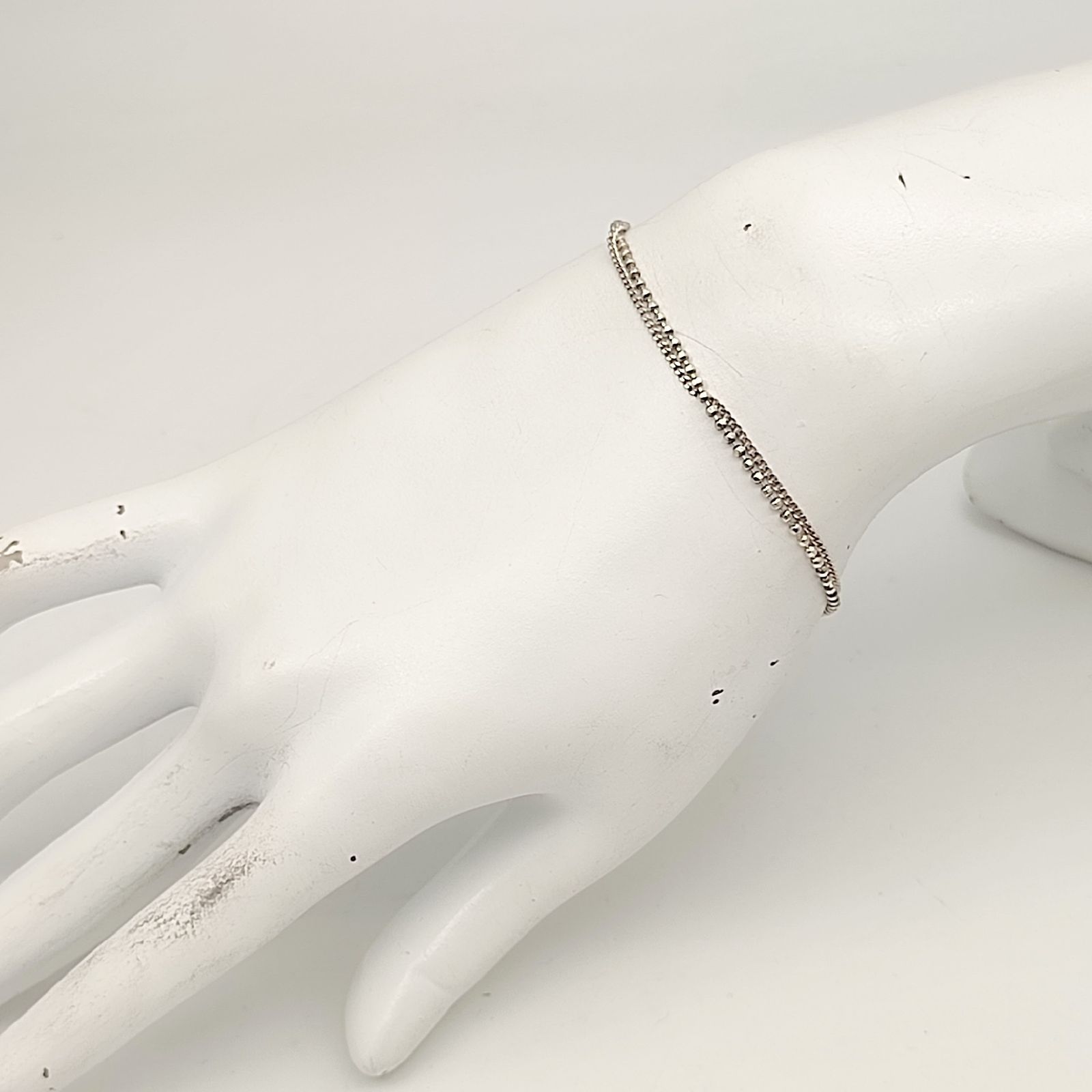 美品】Courreges クレージュ 2連デザインチェーンブレスレット SILVER 