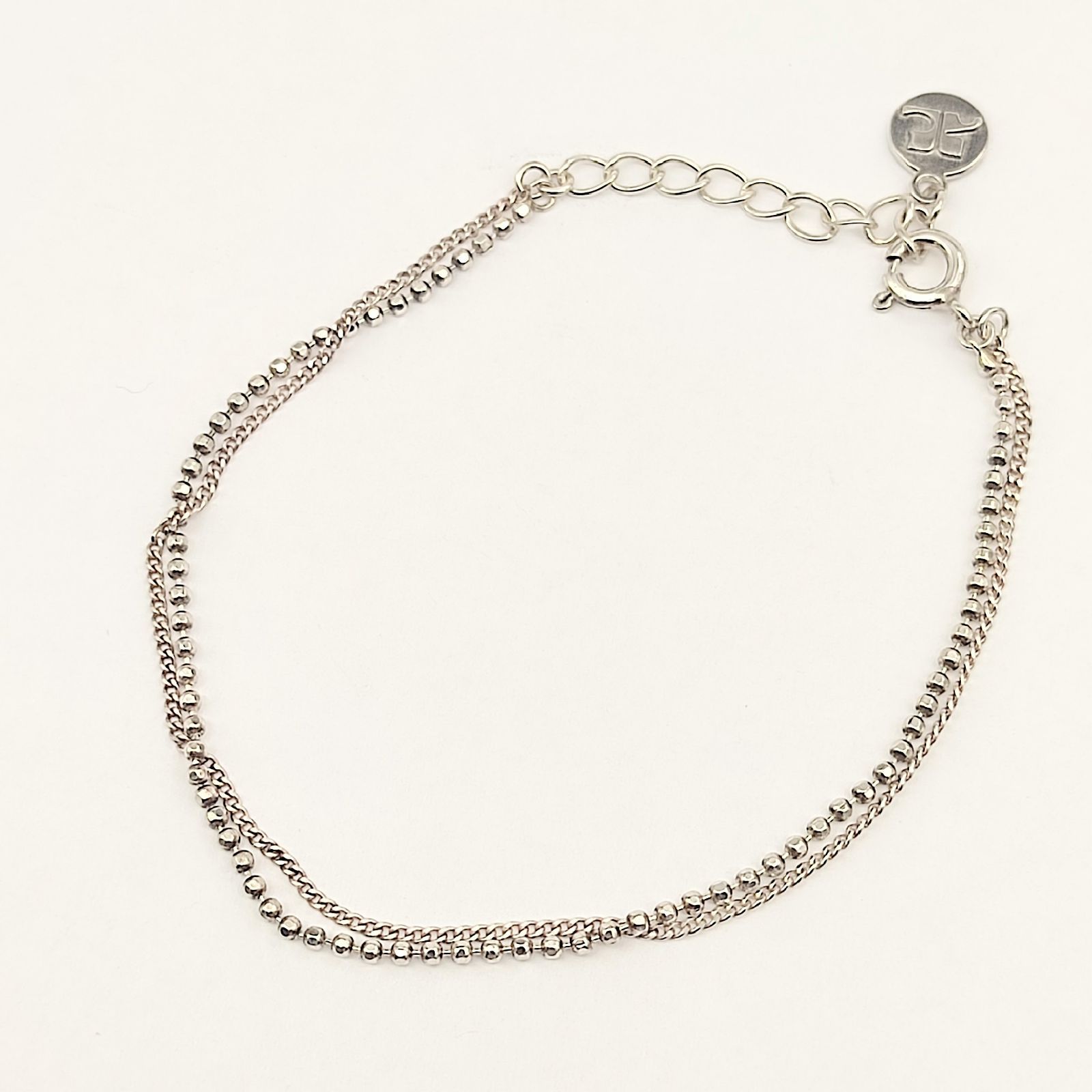 美品】Courreges クレージュ 2連デザインチェーンブレスレット SILVER