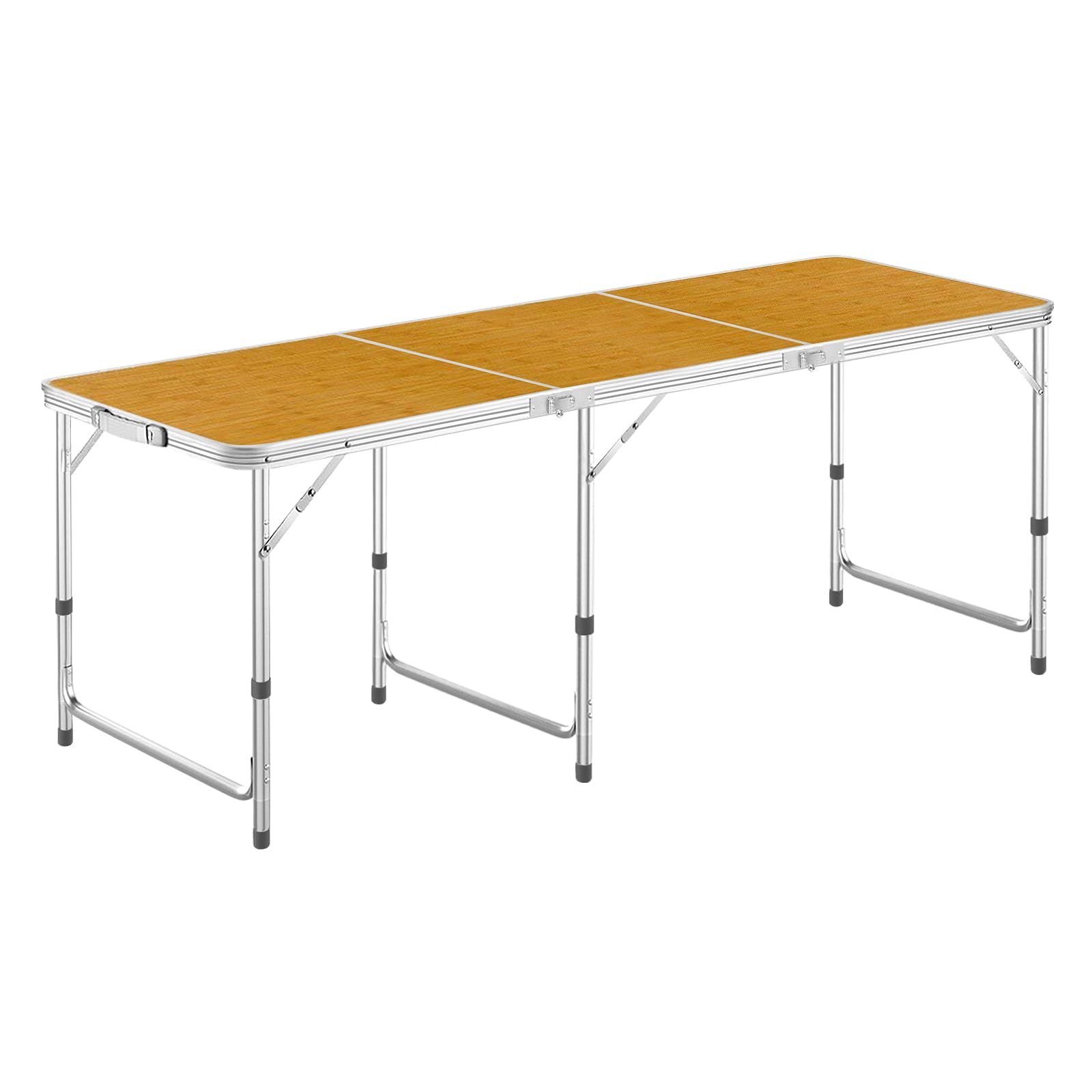 Leisure Picnic Camping 3-Level Height Adjustable Foldable 180cm Foldable Compact [Japanese Company] Single/Set Storage Table Outdoor Easy Assembly LK008 (Bamboo Single) Camping Table