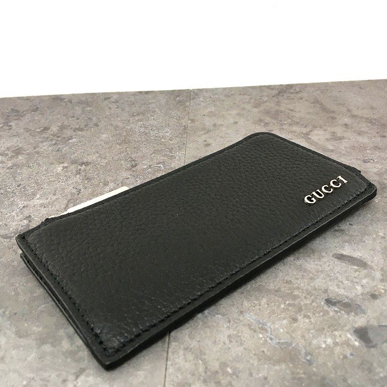 未使用品 GUCCI フラグメントケース 795286 ブラック レザー 箱付き