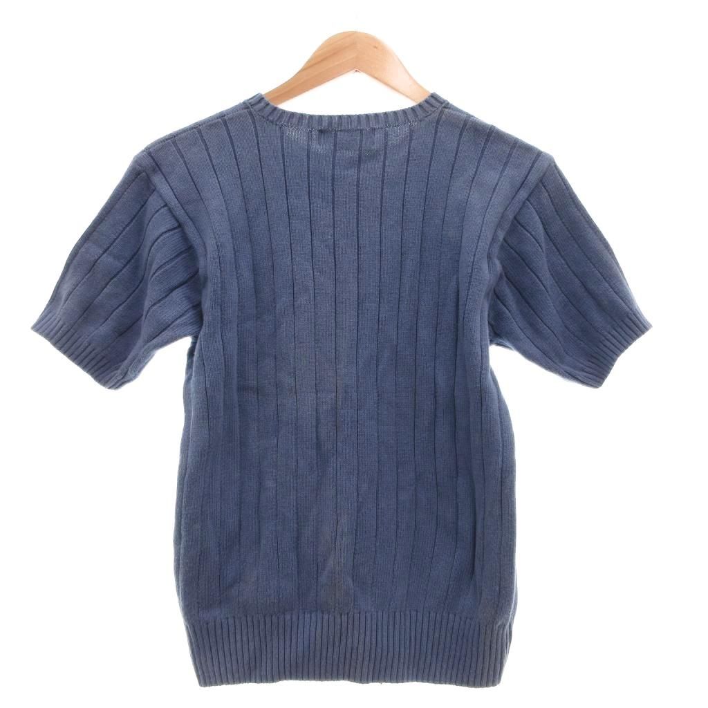 ラルフローレン RALPH LAUREN 半袖ニット M 青 ブルー 半袖 リブ編み