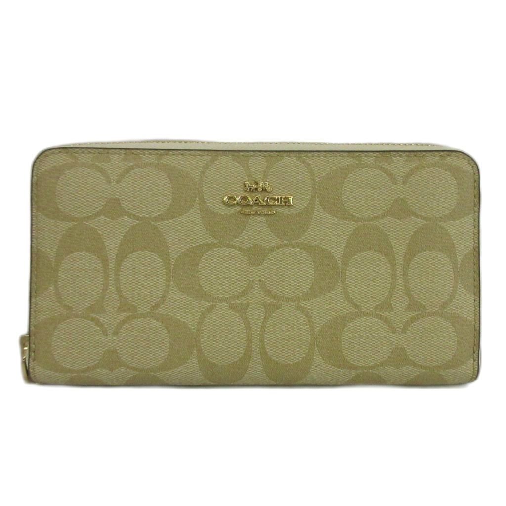 コーチ COACH 長財布 PVC レザー ラウンドファスナー シグネチャー