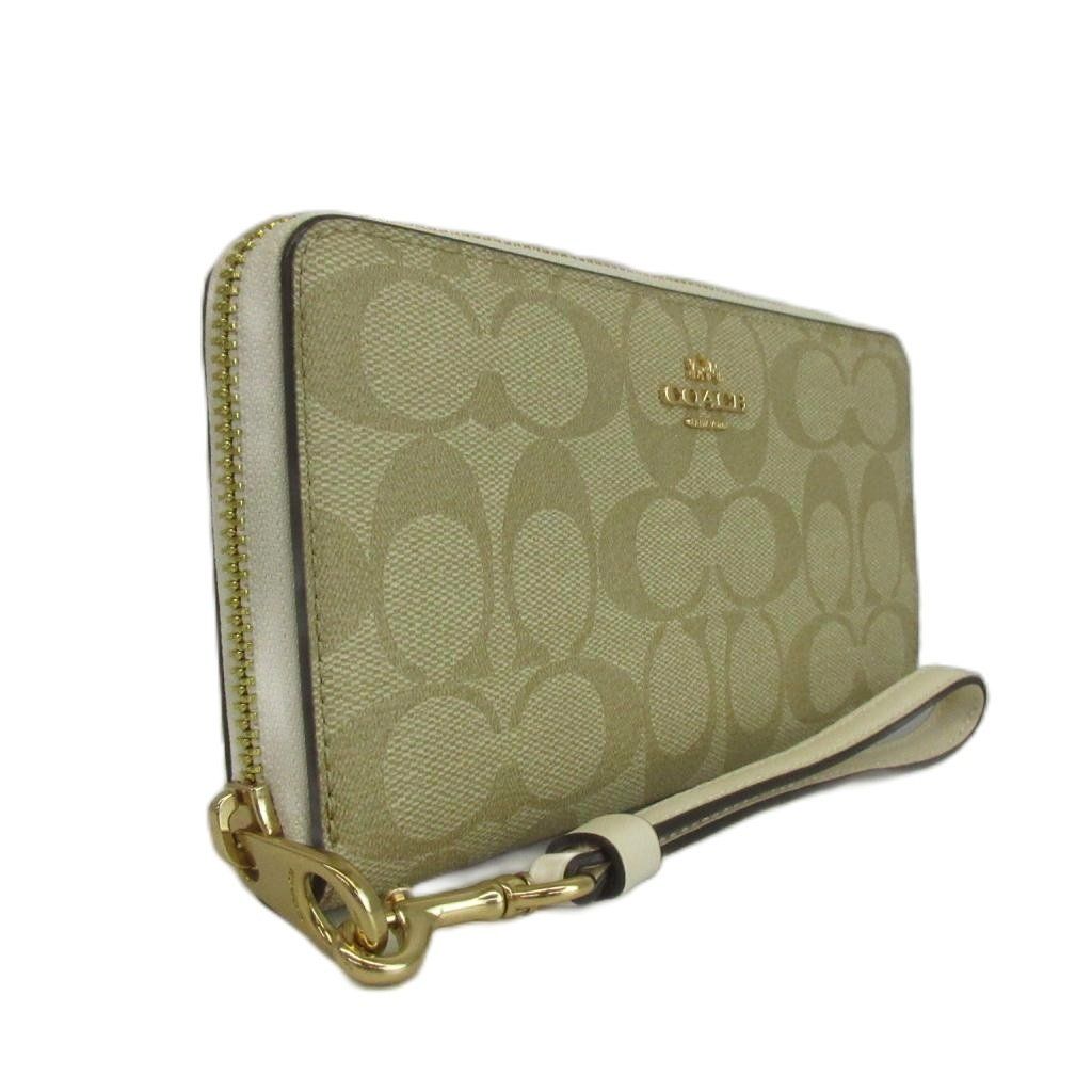 コーチ COACH 長財布 PVC レザー ラウンドファスナー シグネチャー