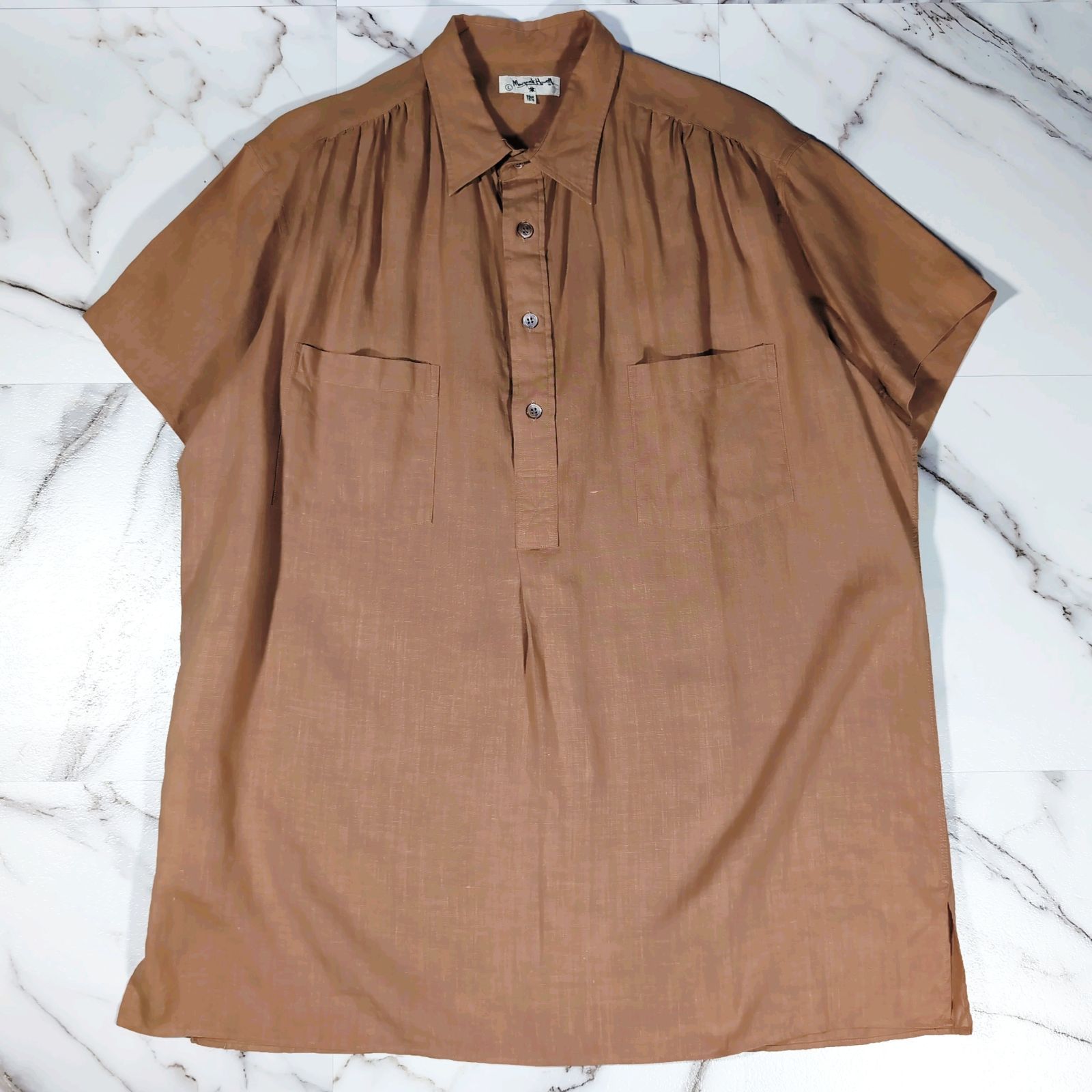 80s 初期タグ 筆記体タグ 旧タグ MARGARET HOWELL リネン S/S シャツ 