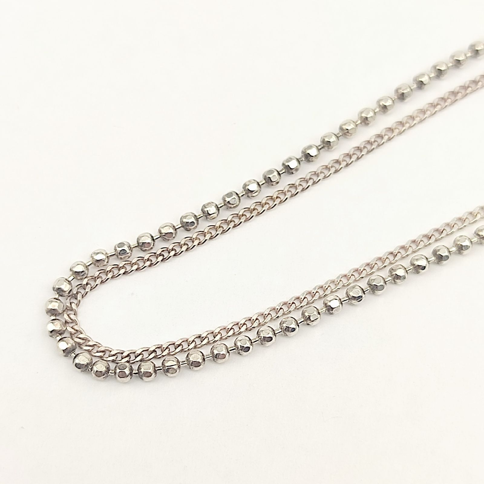 美品】Courreges クレージュ 2連デザインチェーンブレスレット SILVER