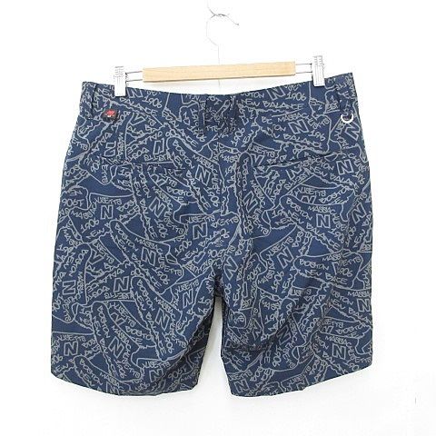 ニューバランスゴルフ　5/L ハーフパンツ　シアサッカー　ネイビー系　総柄 ニューバランス NEW BALANCE golf ゴルフ スポーツウエア パンツ
