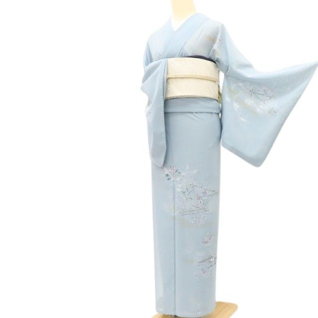 裄66 洗える着物 絽 夏着物 帯セット 12,000スタート た50 百華❀Y5036◇洗える夏着物 野菊 桔梗 笹 絽 訪問着 - メルカリ