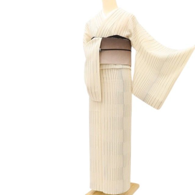 百華❀Y5037◇正絹 遊彩夏絣 手縫い仕立て 夏着物 縦縞 紗紬 - メルカリ