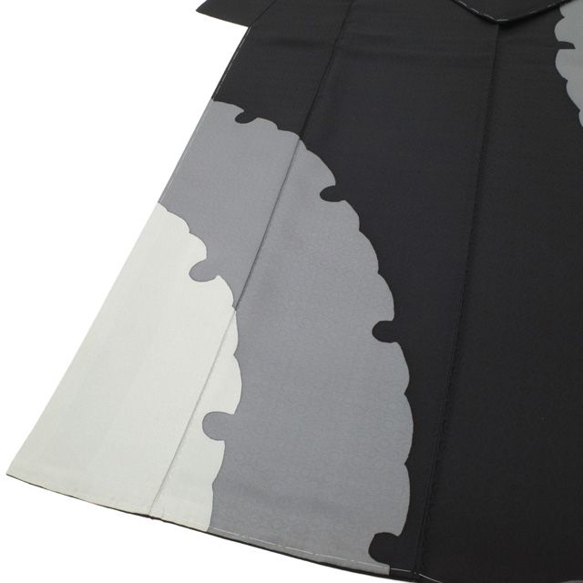 美品　小紋　反物　黒グレー　モノトーン　正絹　クイーンサイズ 新古品】 訪問着 着物 未使用 正絹 手染め 黒 グレー モノトーン 雪輪