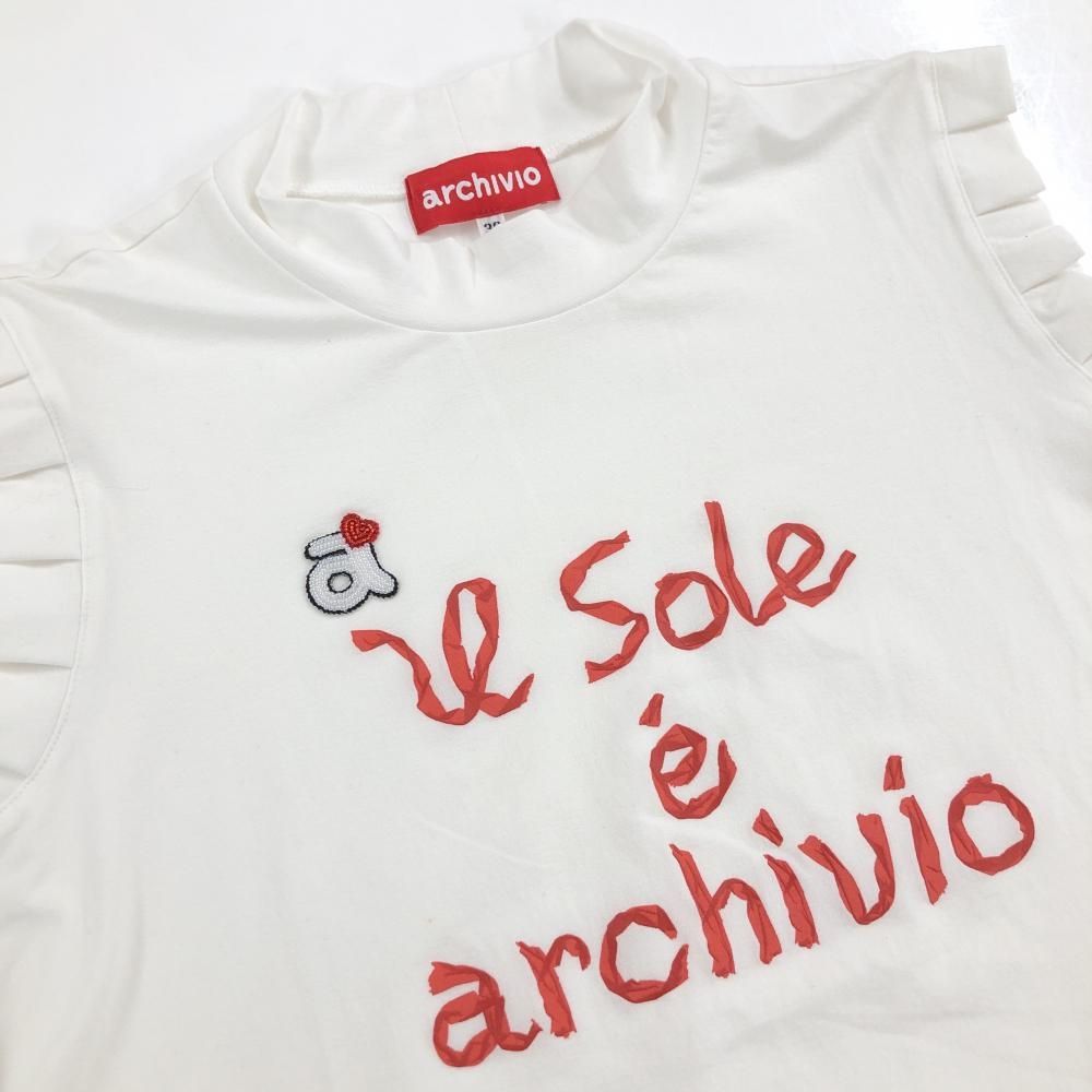 超美品】アルチビオ ノースリーブハイネックシャツ 白 ロゴレッド