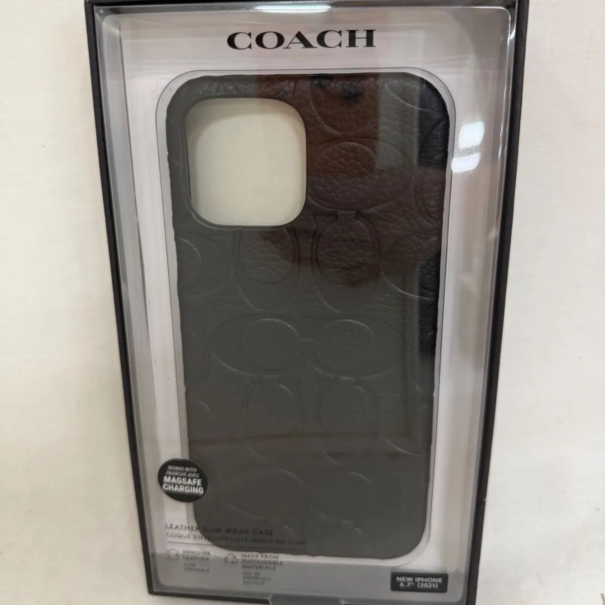 ◆未使用 COACH コーチ iPhone 6.7 レザー ケース ブラック iPhone13 ProMax 対応 ◆