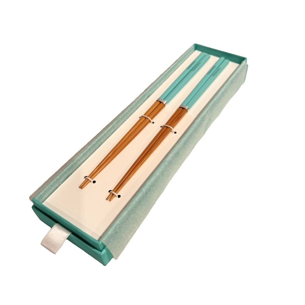 ティファニー TIFFANY & CO. カトラリー 二本セット 箸 箱あり ターコイズブルー