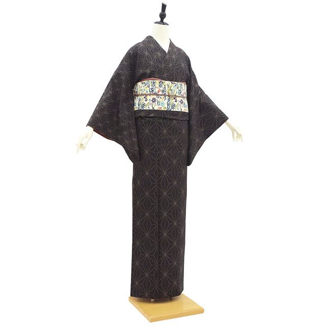 中古】 大島紬 着物 本場大島紬 正絹 袷 リサイクル 泥染め 7マルキ