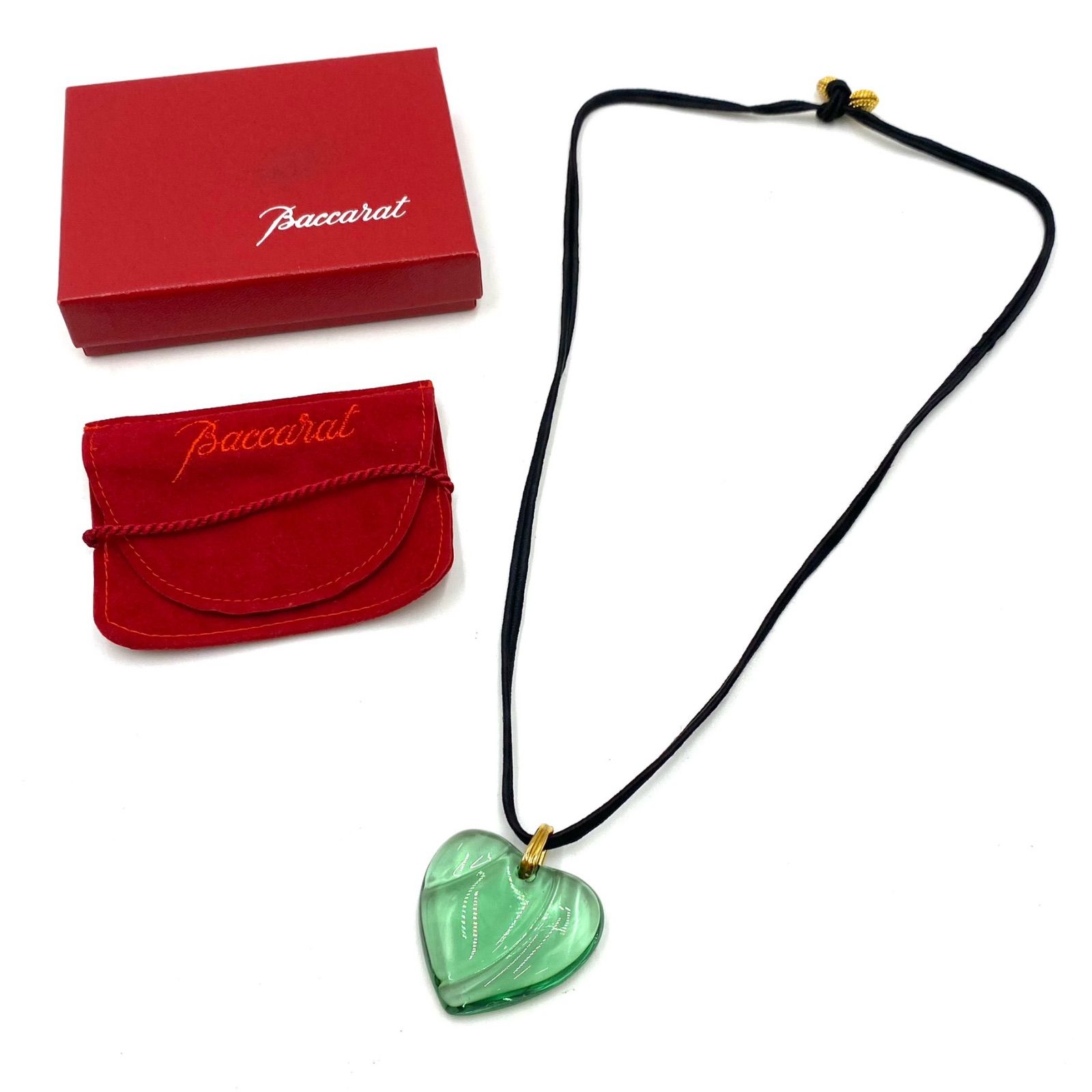 Baccarat バカラ ハート ネックレス チョーカー クリスタル グリーン