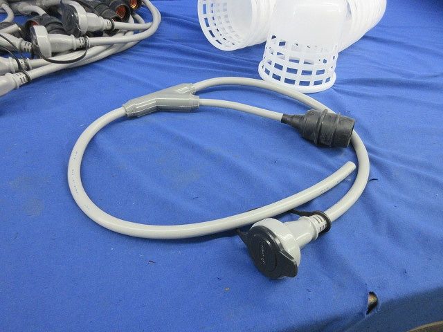 分岐ケーブル 打ち込みケーブル(100R-Y(白)ガード付)(全長1m)(9個入