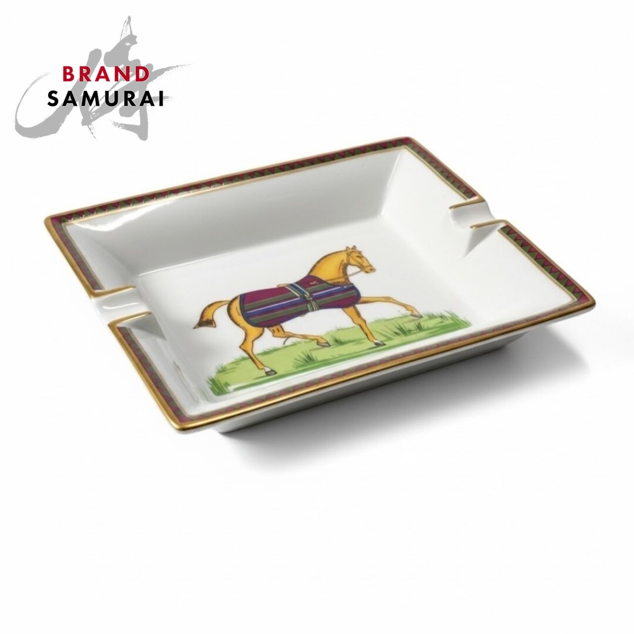 美品 HERMES エルメス Cigar Ashtray Horse 陶器 アッシュトレイ A3