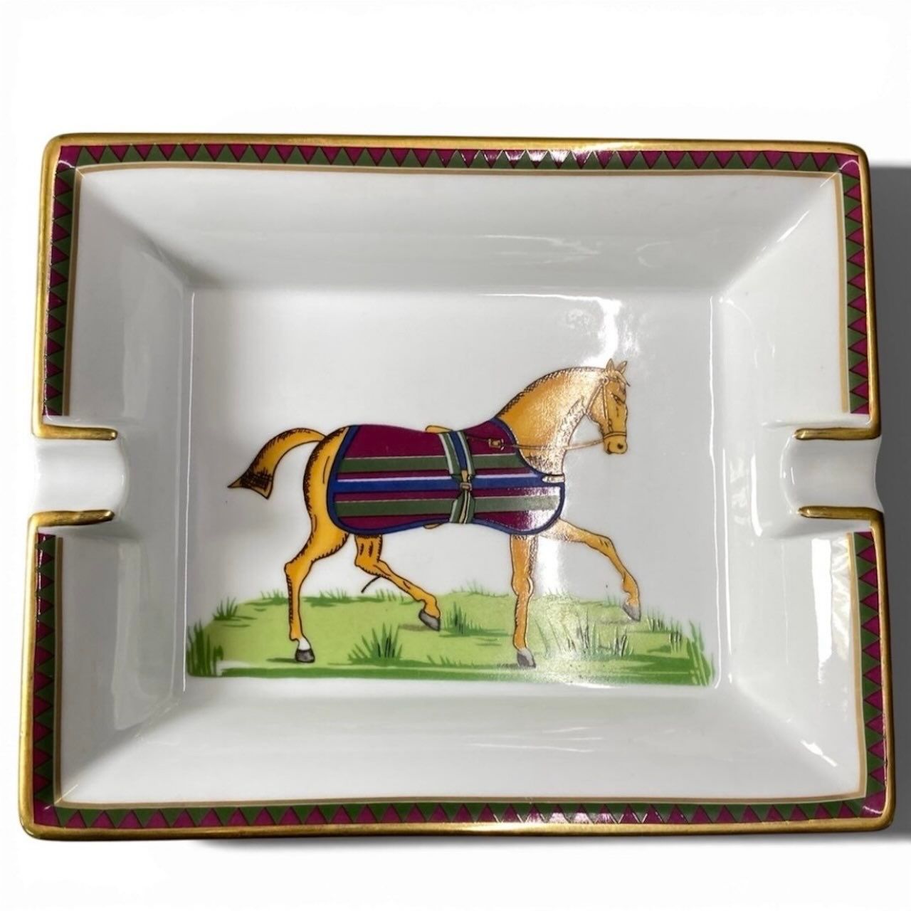 美品 HERMES エルメス Cigar Ashtray Horse 陶器 アッシュトレイ A3