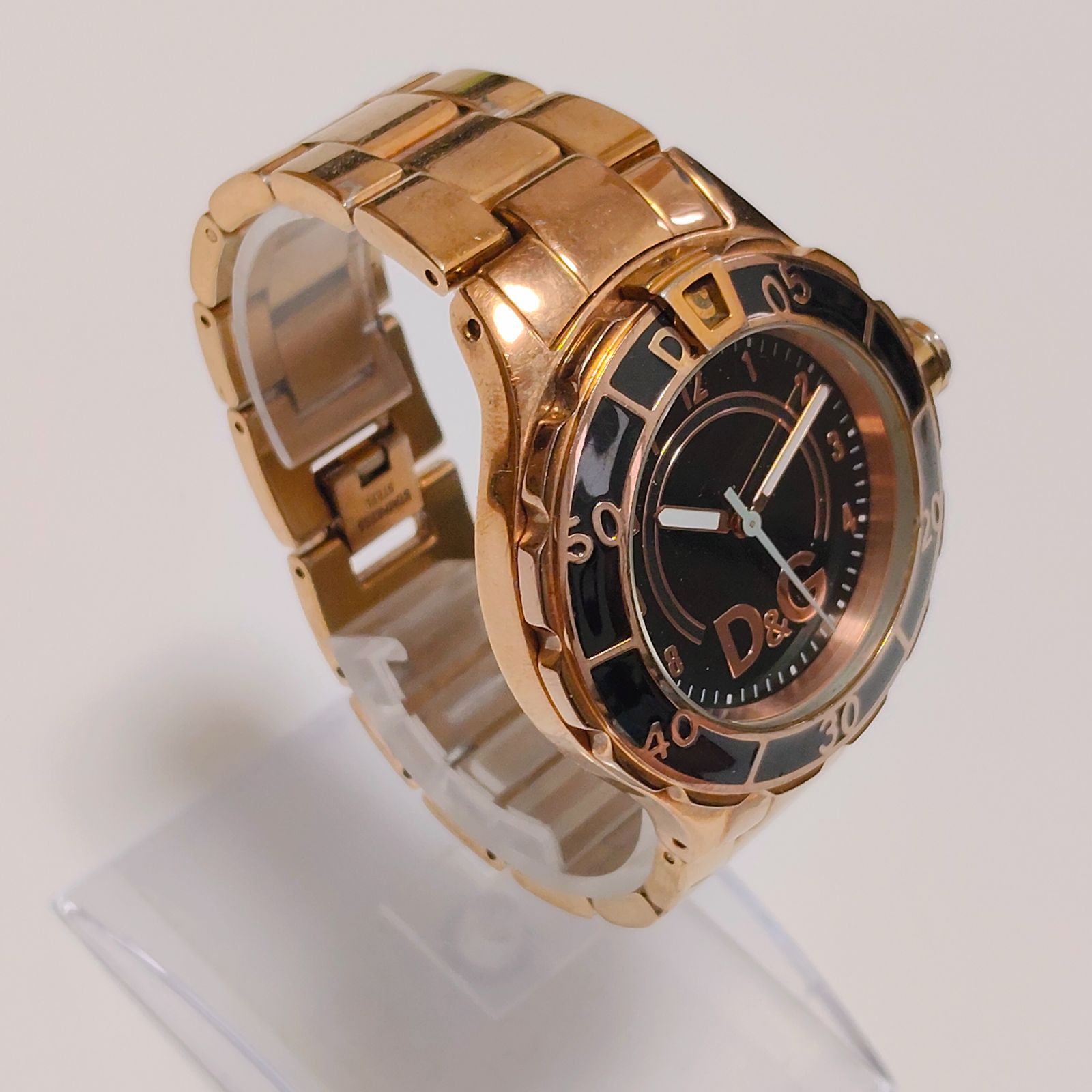 D&G DOLCE&GABBANA メンズ腕時計 42mm ゴールド ブラック クォーツ 