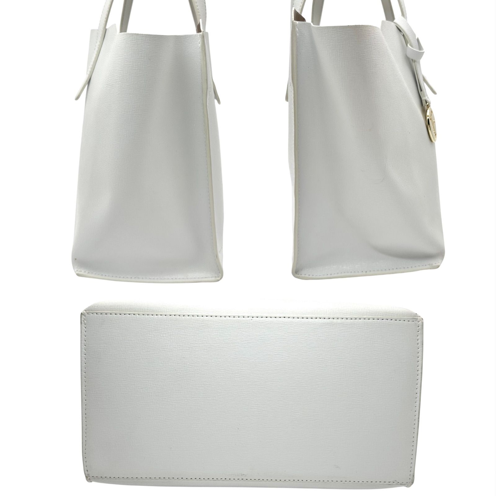 B5519】 FURLA フルラ ハンドバッグ サリー ホワイト レザー PVC加工