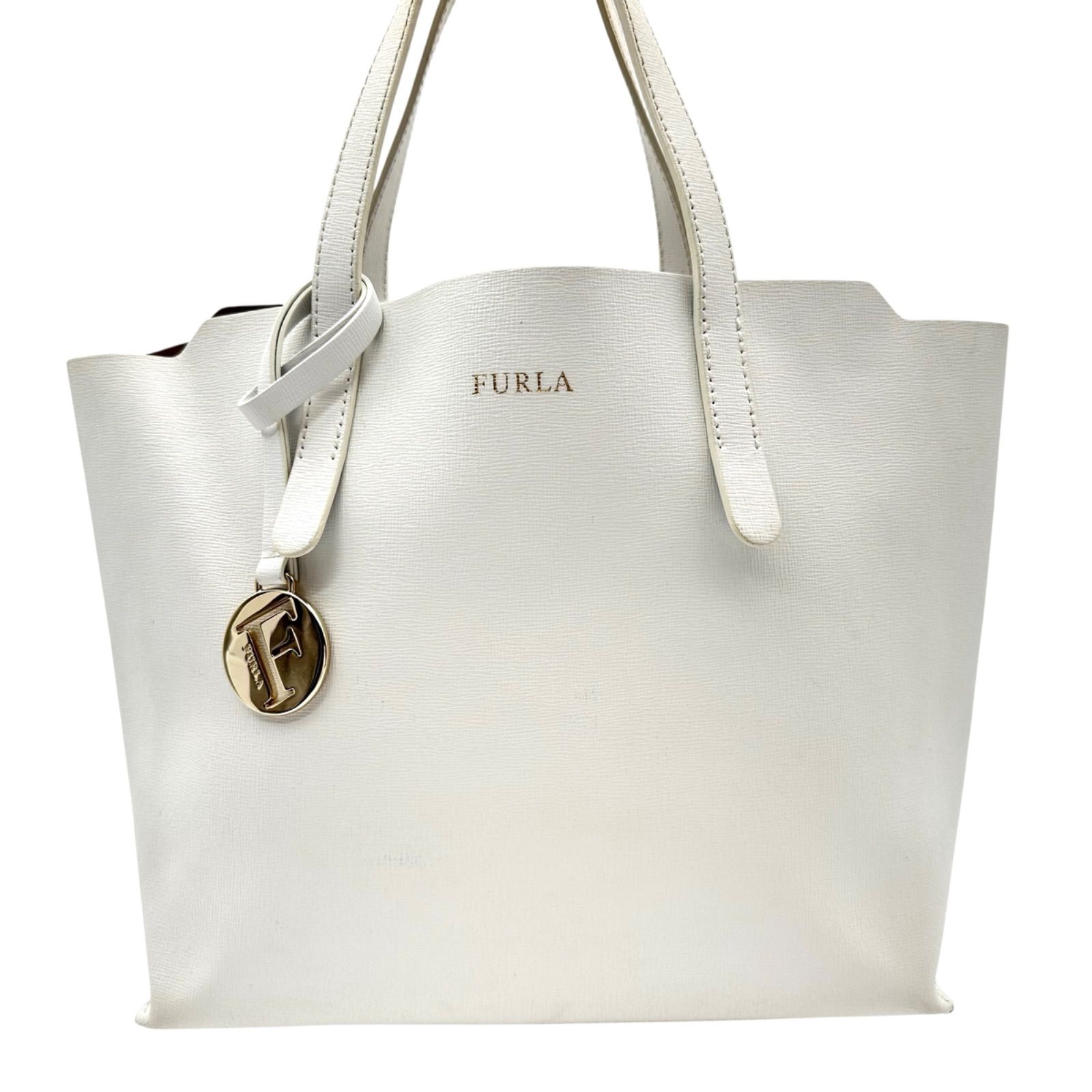 し*ら様 FURLA ホワイトレザーハンドバック B5519】 FURLA フルラ ハンドバッグ サリー ホワイト レザー PVC加工