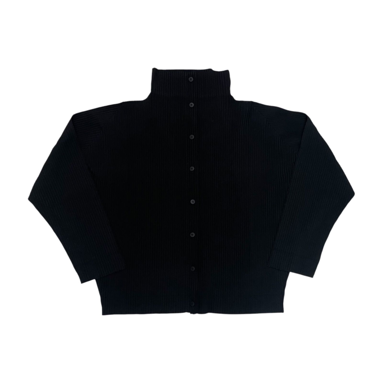 ISSEY MIYAKE me カーディガン ハイネックプリーツカーディガン ブラック