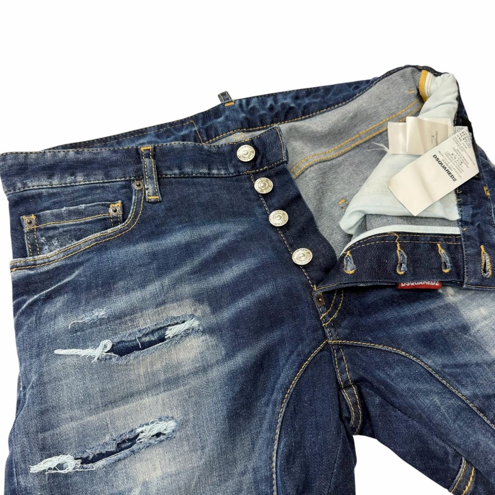 【ドンドン見直し】美品□DSQUARED2 ディースクエアード 22SS S74LB1043 Tidy Biker Jean ダメージ加工 デニムパンツ インディゴブルー 48 正規品 メンズ ドンドン見直し】美品□DSQUARED2 ディースクエアード 22SS S74LB1043