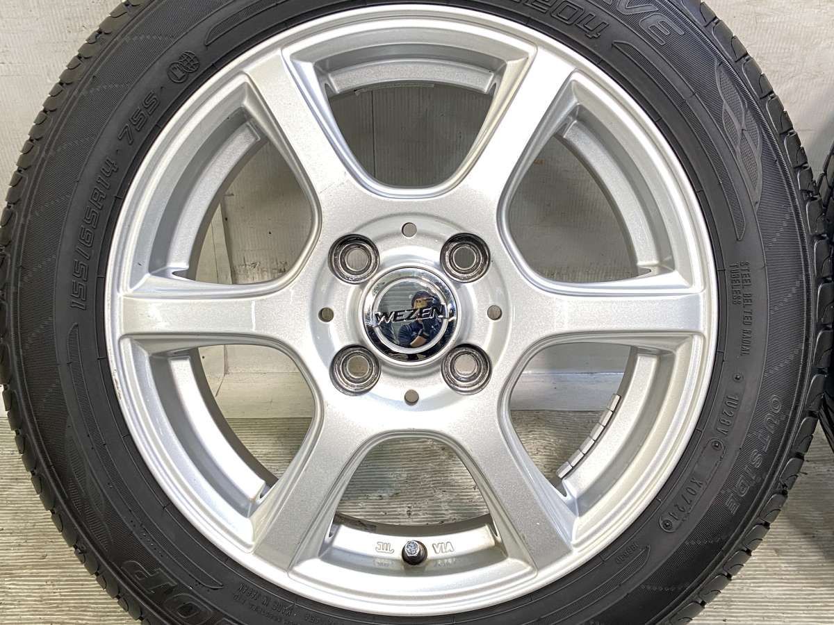 155/65R14 ダンロップ エナセーブ EC204 WEZEN 14x4.5 45 100-4穴 中古