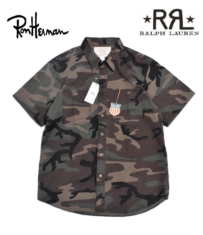 Double RL for Ron Herman 迷彩 クラフトマン 半袖シャツ 定価3万6300円】新品 RRL × ロンハーマン クラフトマンS/Sシャツ S