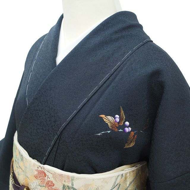 新古品】 訪問着 着物 作家物 上村彩弘 正絹 袷 落款あり 金彩加工 褐
