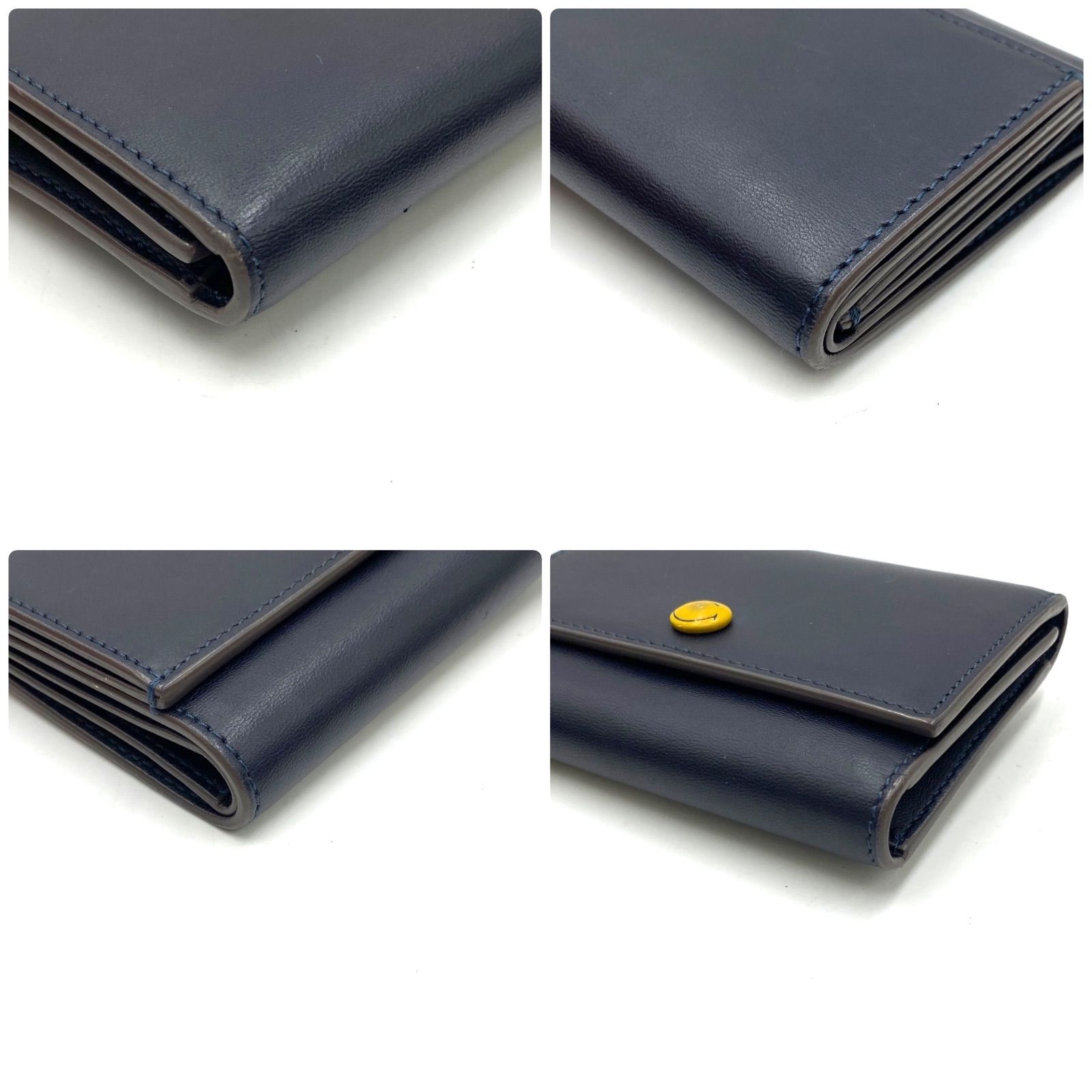 美品！Anya Hindmarch ネイビー 三つ折り財布 ANYA HINDMARCH アニヤハインドマーチ 財布 ウォレット 三つ折り