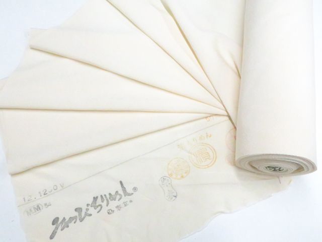 【一輝堂】白生地 未使用 反物 浜ちりめん 約16m 26w05-7011