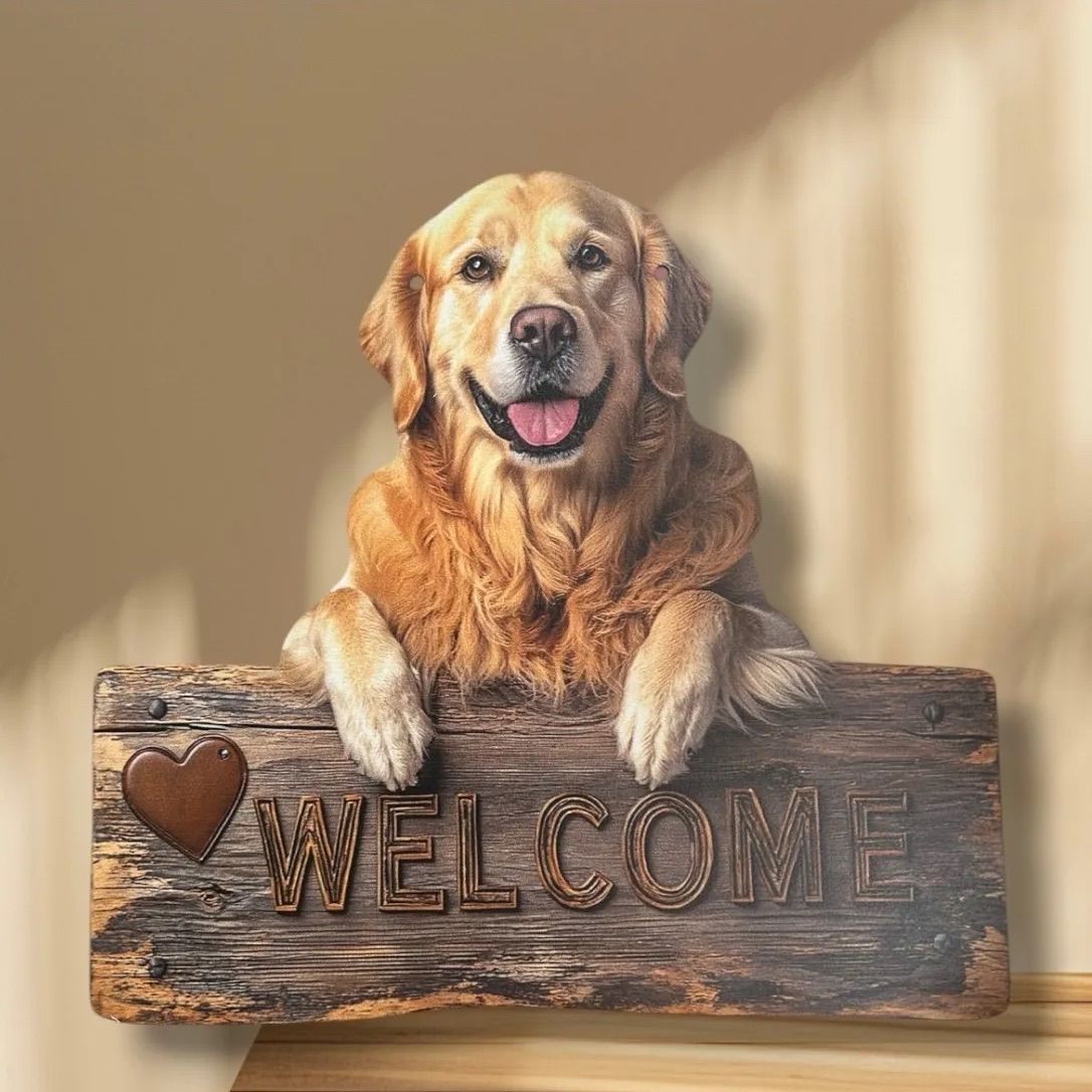 新品 ゴールデンレトリバー 木製ウェルカムボード 犬雑貨 犬インテリア