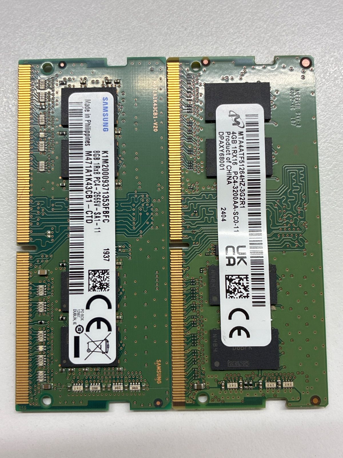 Micron 8GB×4枚 PC4-2666V/3200AA ノートPC用 DDR4 ノートPC用メモリ 8GBセット 4GB×2 Samsung Micron PC4-2666 PC4