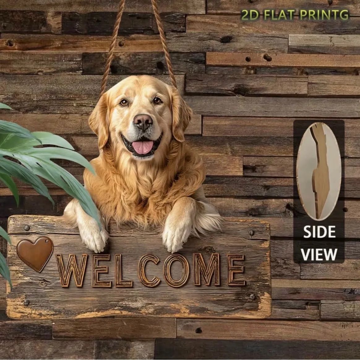 新品 ゴールデンレトリバー 木製ウェルカムボード 犬雑貨 犬インテリア