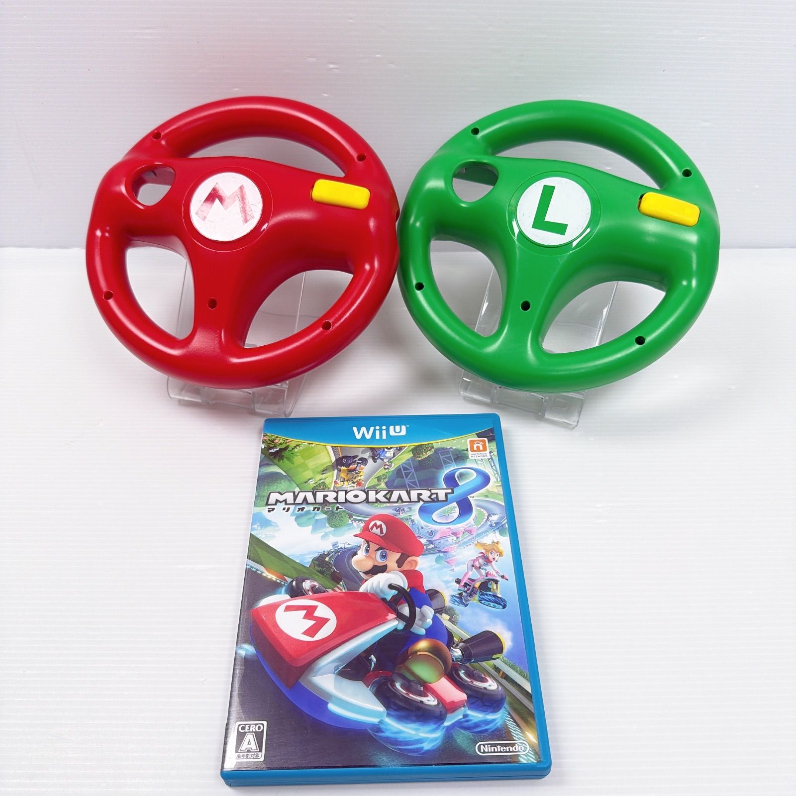Wii U マリオカート8 wiiハンドル マリオ ルイージ 付き 動作確認済み
