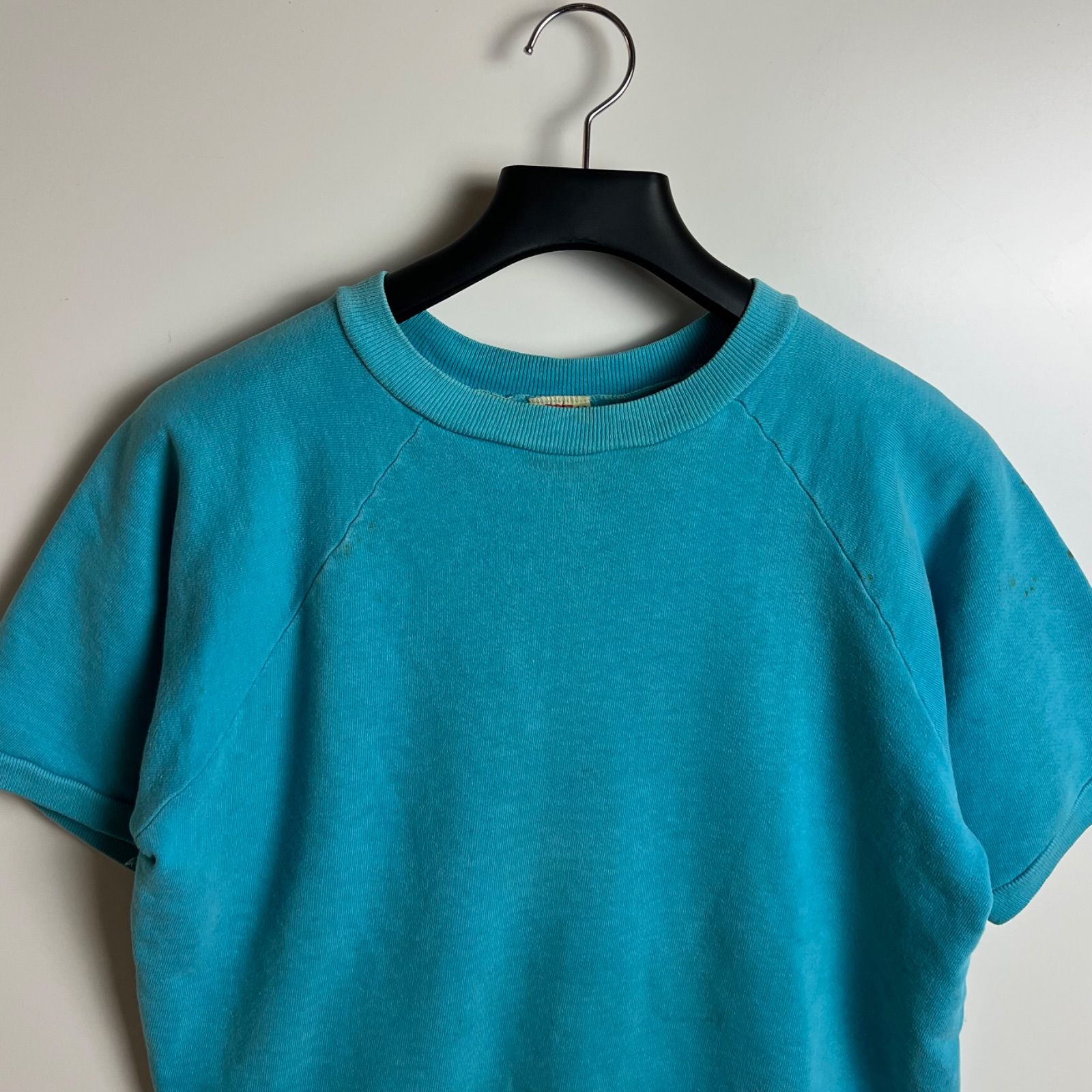 Hanes 50s 60s USA vintage turquoise S/S sweatshirts L ヘインズ 