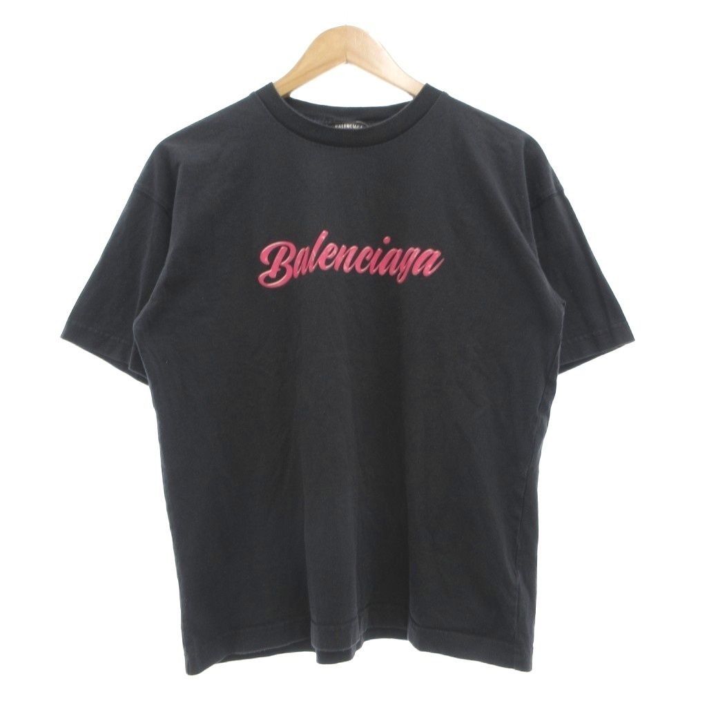 バレンシアガ BALENCIAGA Tシャツ 半袖 カットソー ロゴ XS 黒 墨黒