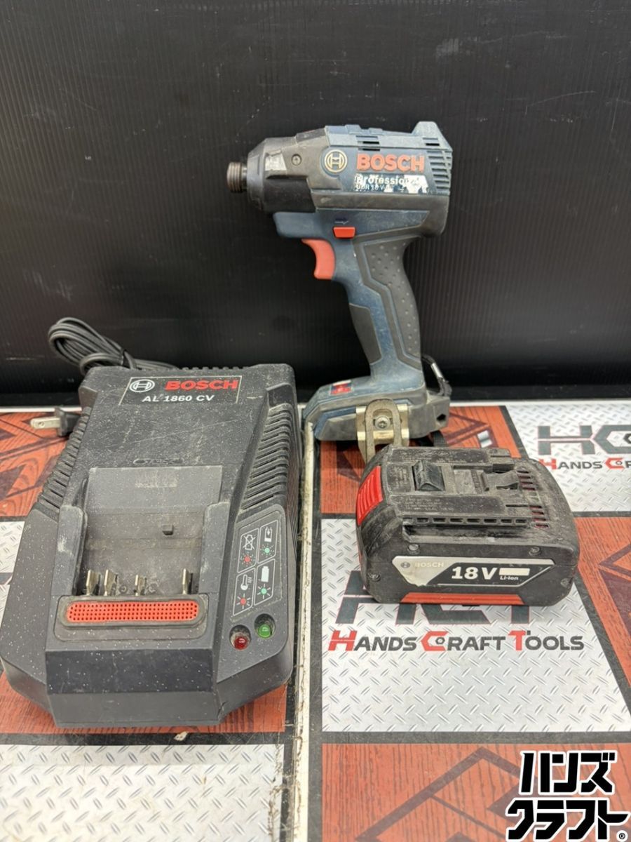 ■【中古】BOSCH ボッシュ GDR18V-EC インパクトドライバ 充電器、18V4.0Ahバッテリー×1付き 【ハンズクラフト宮崎新名爪店】