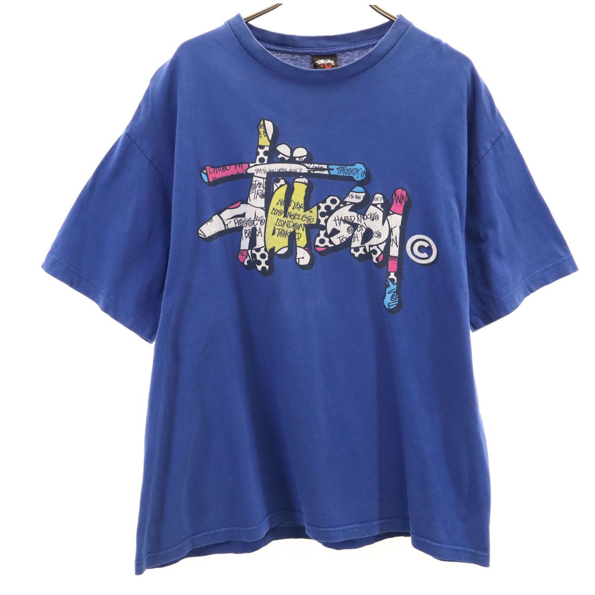 STUSSY ステューシー 半袖 Tシャツ L ブルー メンズ 古着-ギャラあり
