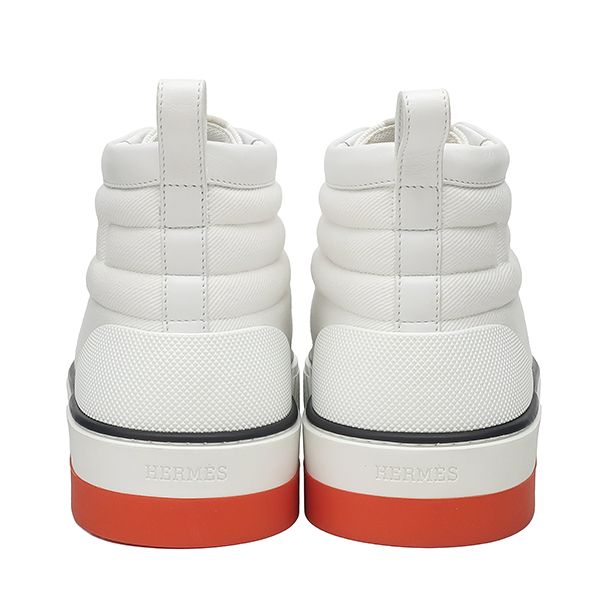 エルメス HERMES スニーカー ハイカット キャンバス レザー ホワイト