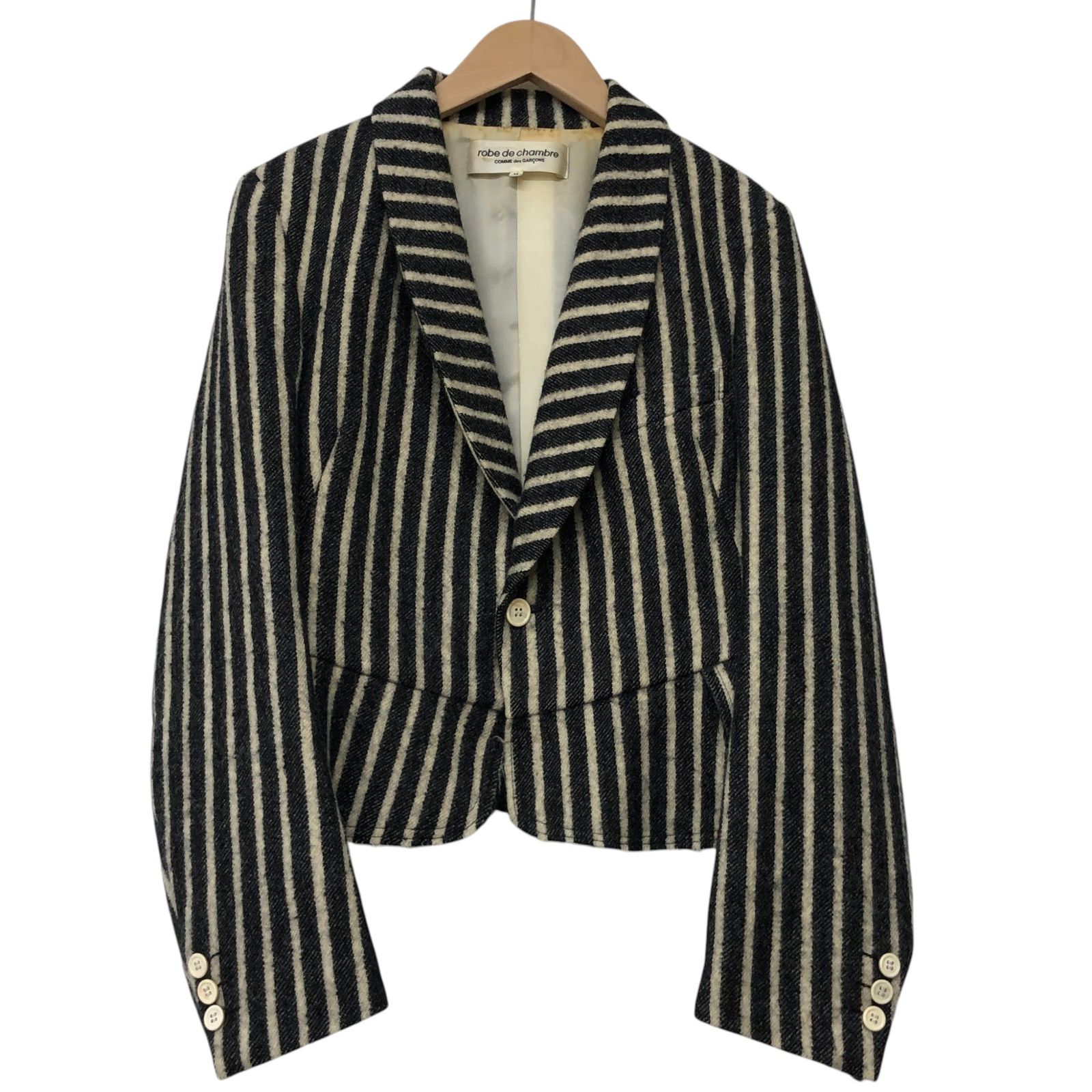 robe de chambreギャルソンAD1998金ボタンダブルジャケット黒 robe de 