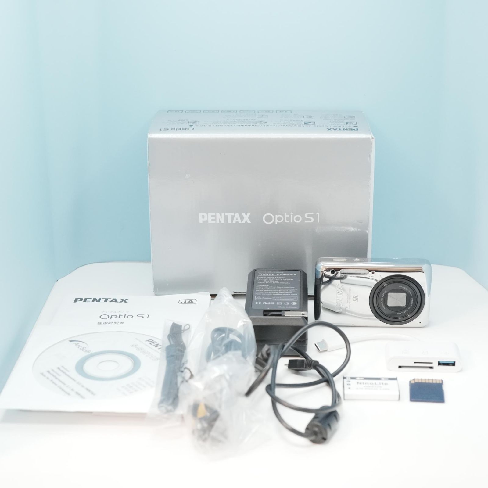PENTAX Optio S1 鏡面シルバー 美品 電池2個 充電器付 PENTAX Optio S1 デジカメ スマホ転送OK フルセット 美品 a6646 - メルカリ